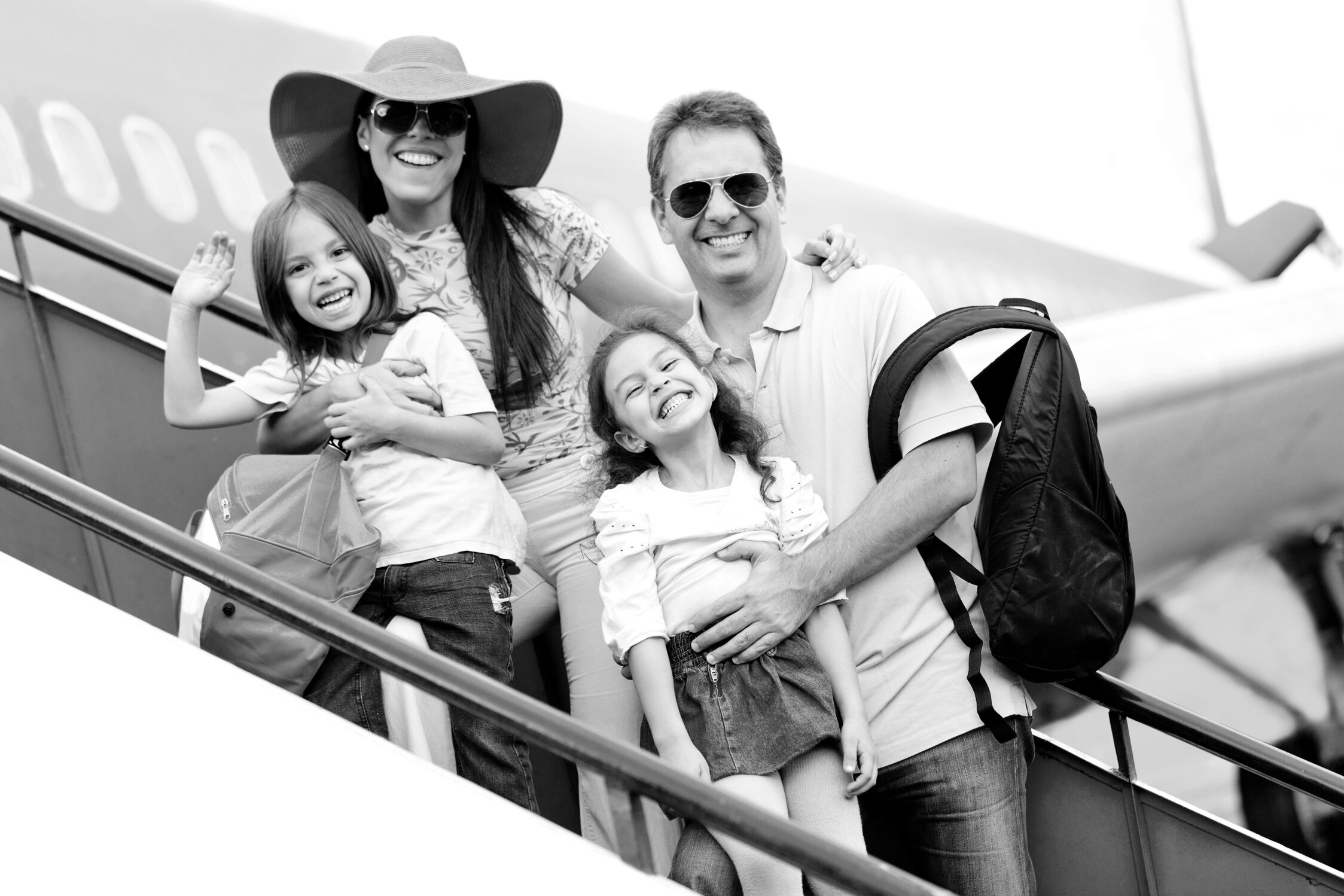 Family Traveling by Airplane